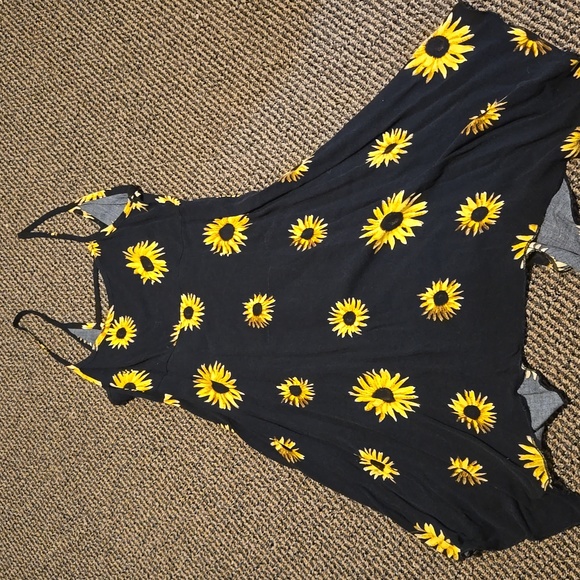 Adam Levine sunflower summer asymmetrical hem midi dress  floral sundress - Picture 1 of 4